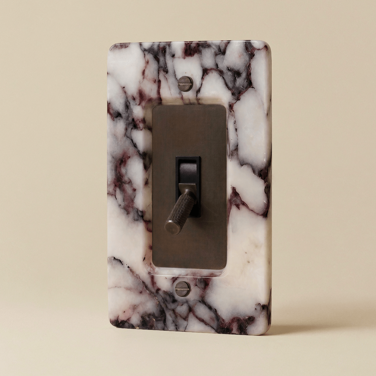 Stone Toggle Switch, Calacatta Viola Bronze with Patina 1 Gang product view | CARRA HOME