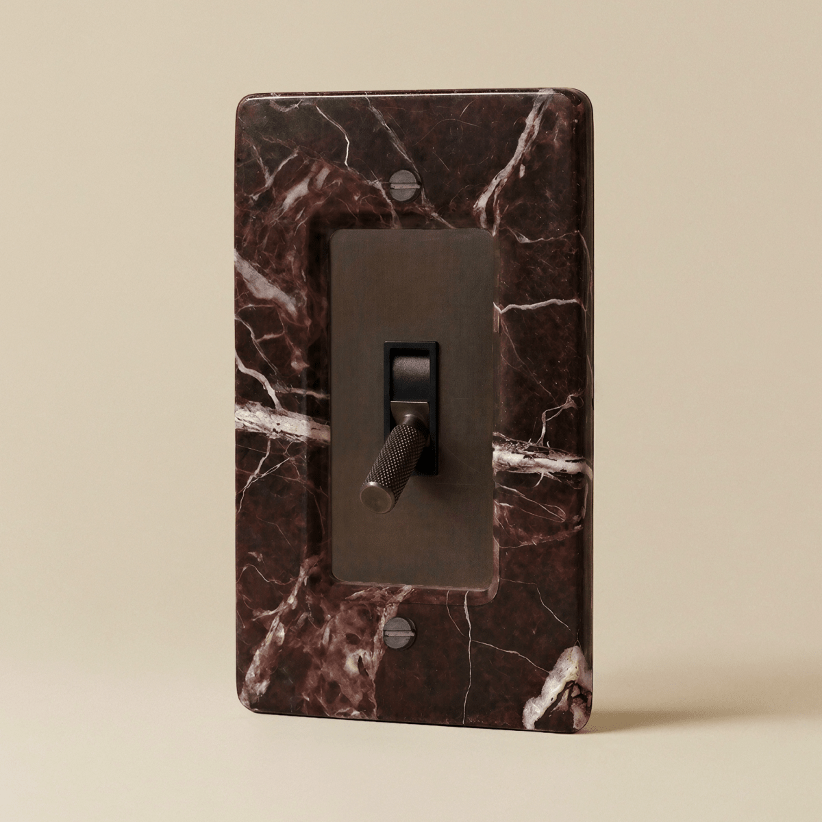 Stone Toggle Switch, Rosso Levanto Bronze with Patina 1 Gang product view | CARRA HOME