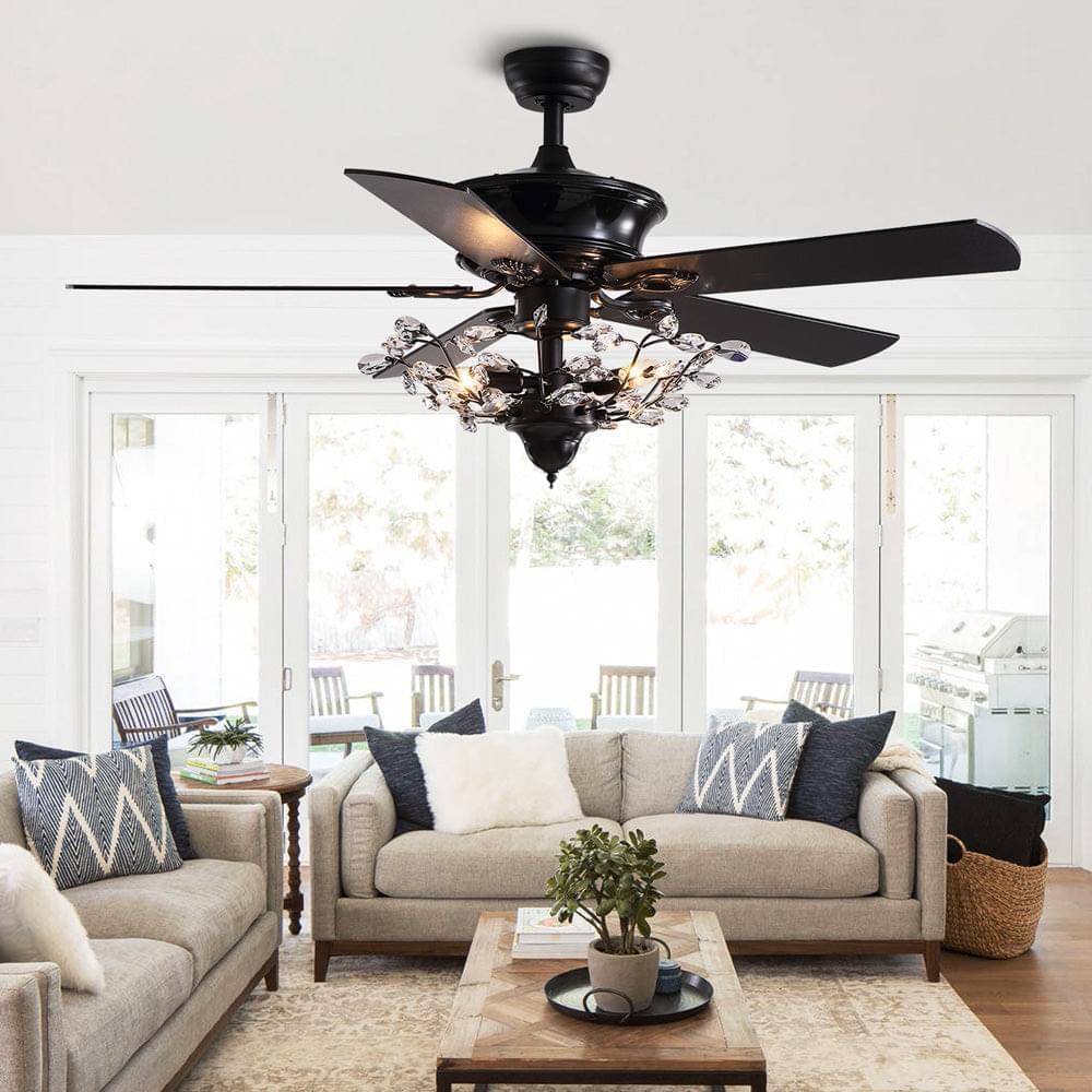 Sylva Black Crystal Branch Ceiling Fan remote control