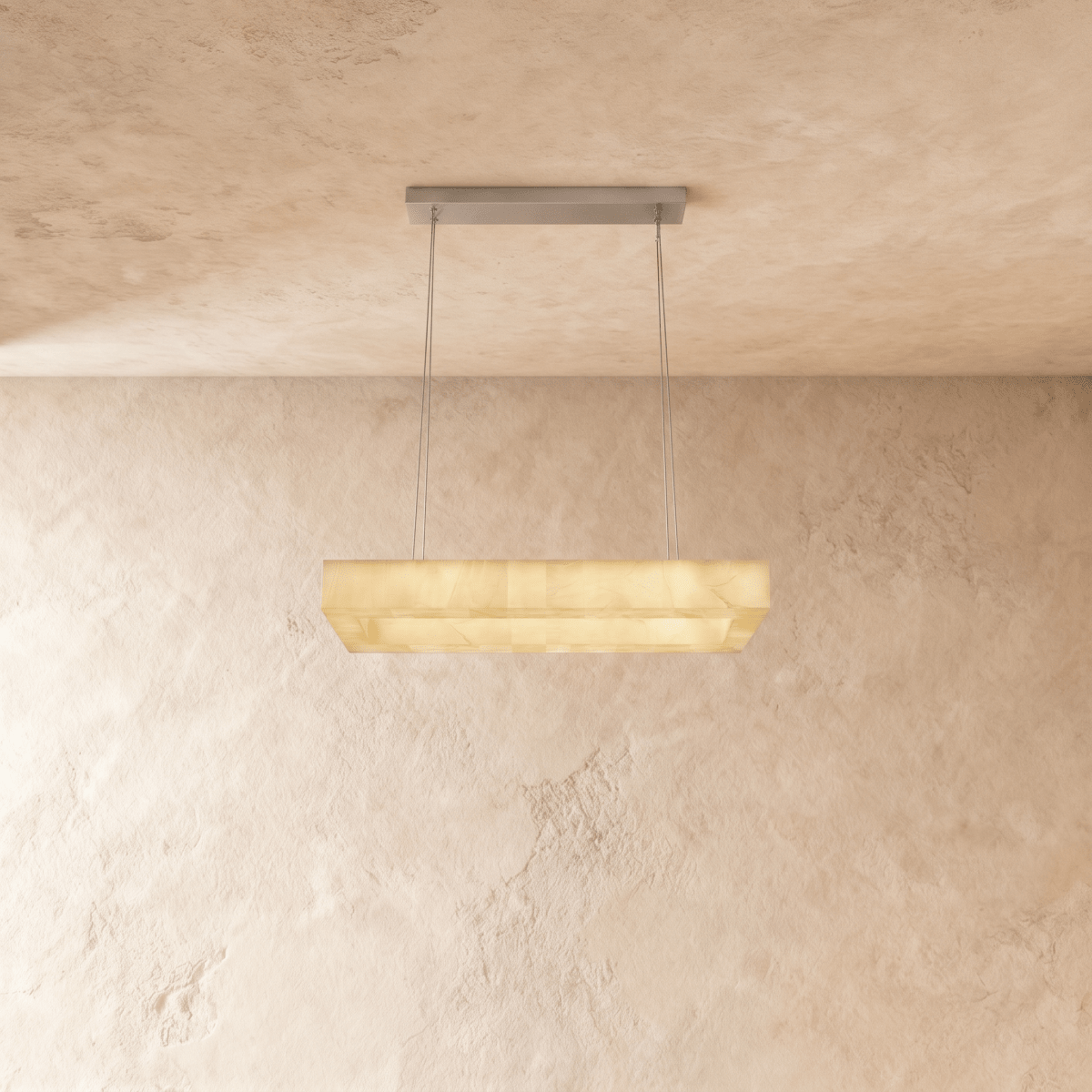Teva Alabaster Rectangular Chandelier 100cm product view | CARRA HOME