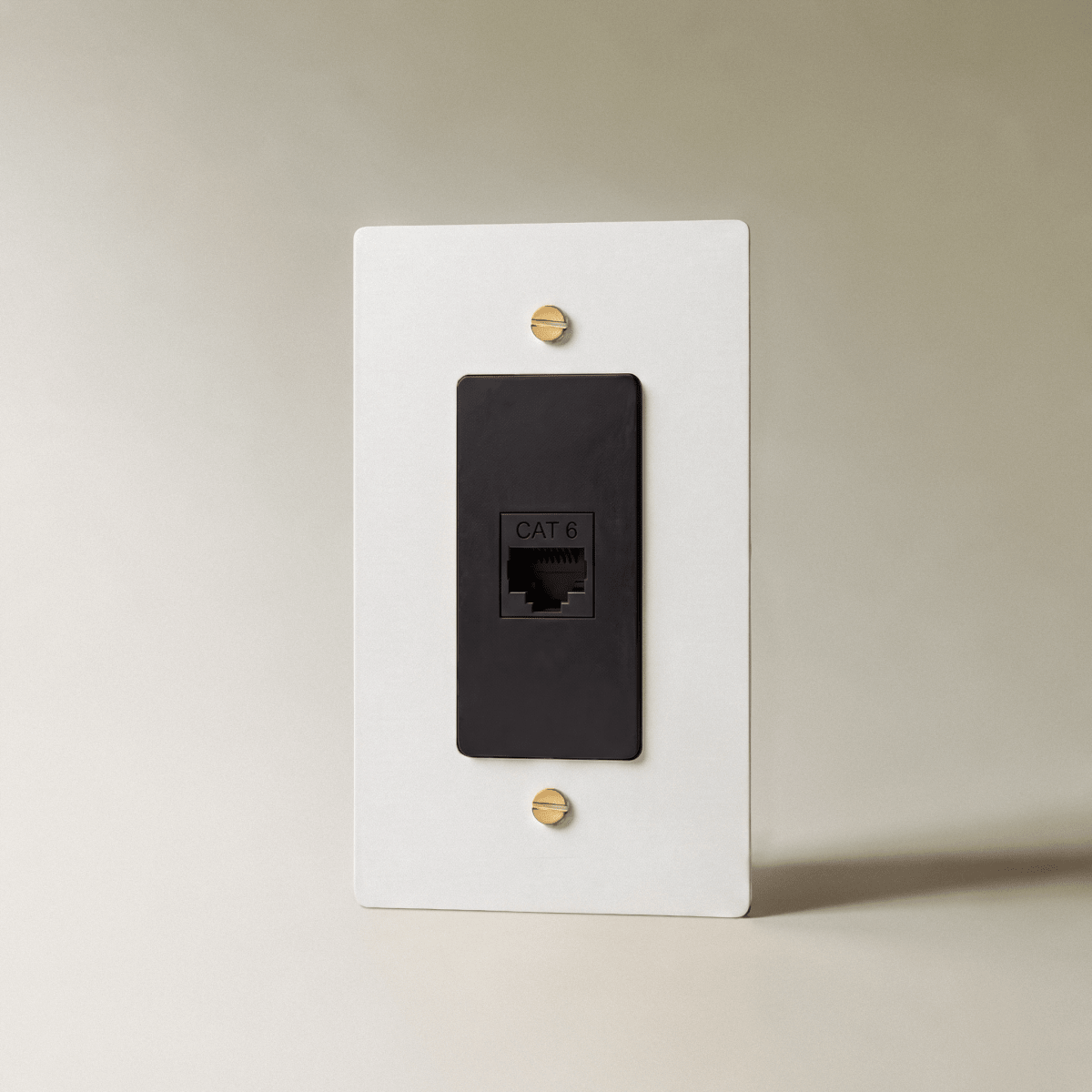 The Brass Ethernet Socket (RJ45) (1-Gang) — White with Brass, 1 Gang, Ethernet | CARRA HOME