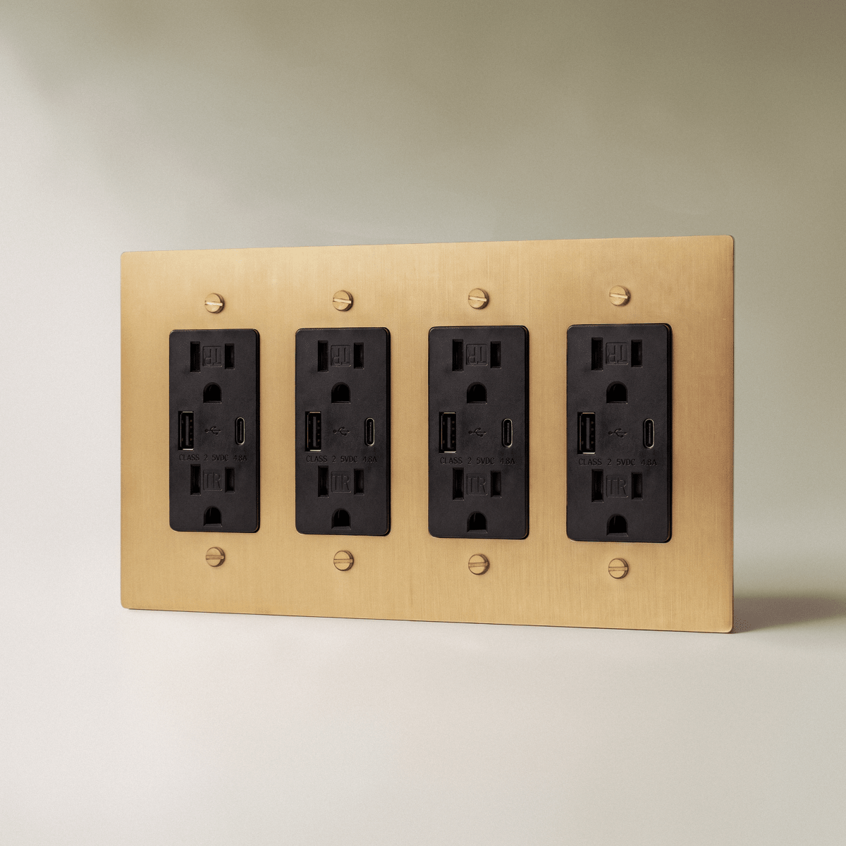 The Brass Outlet (1 to 4 Gang) — Brass, 4 Gang, USB-C | CARRA HOME