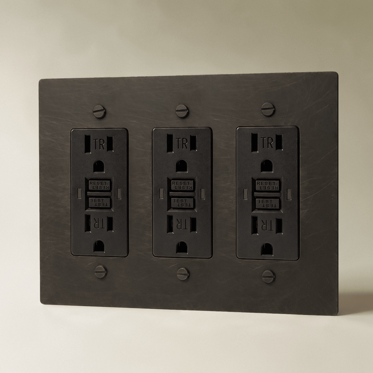 The Brass Outlet (1 to 4 Gang) — Bronze With Patina, 3 Gang, GFCI | CARRA HOME