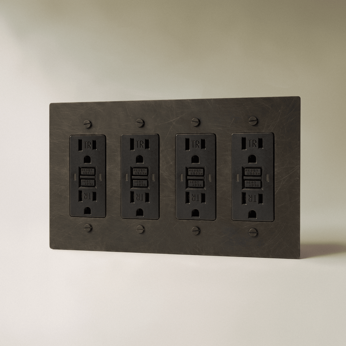 The Brass Outlet (1 to 4 Gang) — Bronze With Patina, 4 Gang, GFCI | CARRA HOME