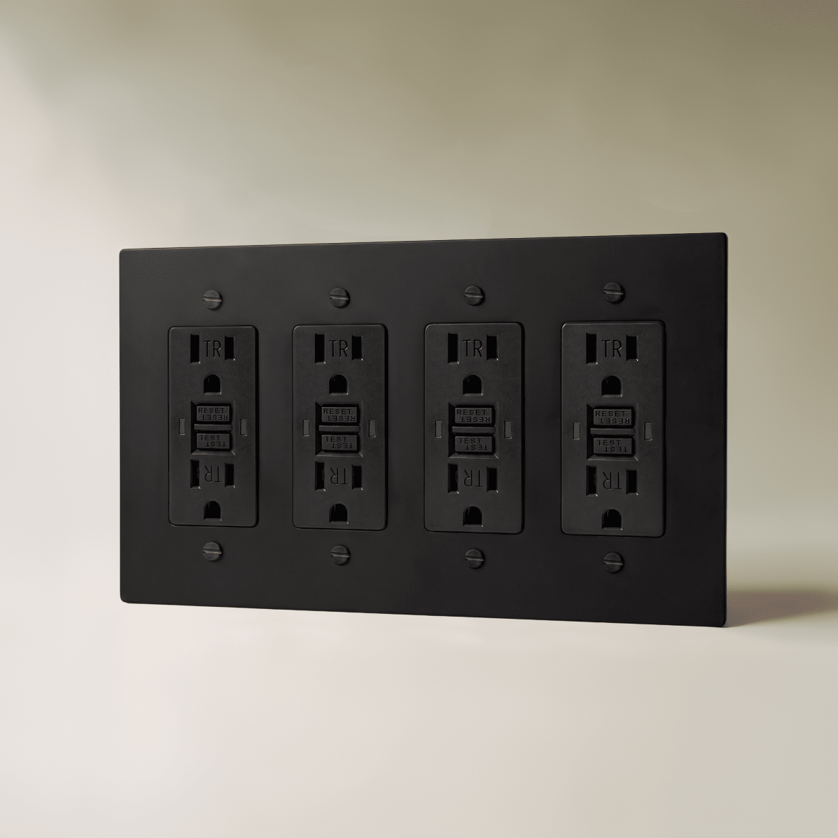 The Brass Outlet (1 to 4 Gang) — Night Black, 4 Gang, GFCI | CARRA HOME
