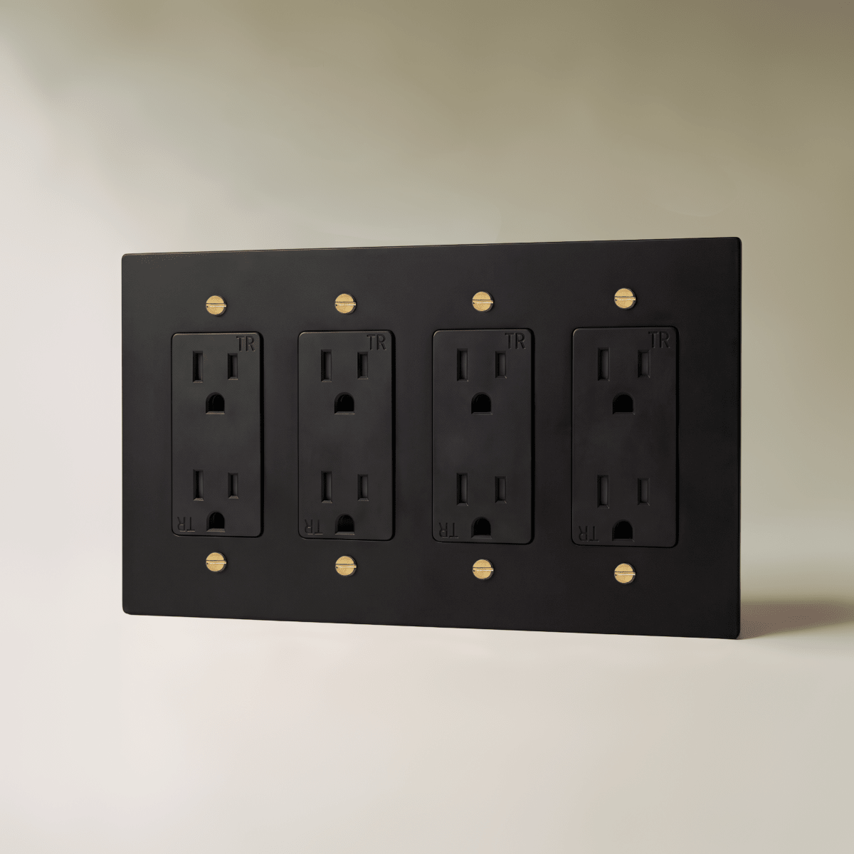 The Brass Outlet (1 to 4 Gang) — Night Black with Brass, 4 Gang, Standard | CARRA HOME
