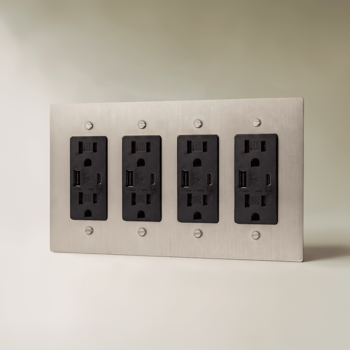 The Brass Outlet (1 to 4 Gang) — Stainless Steel, 4 Gang, USB-C | CARRA HOME