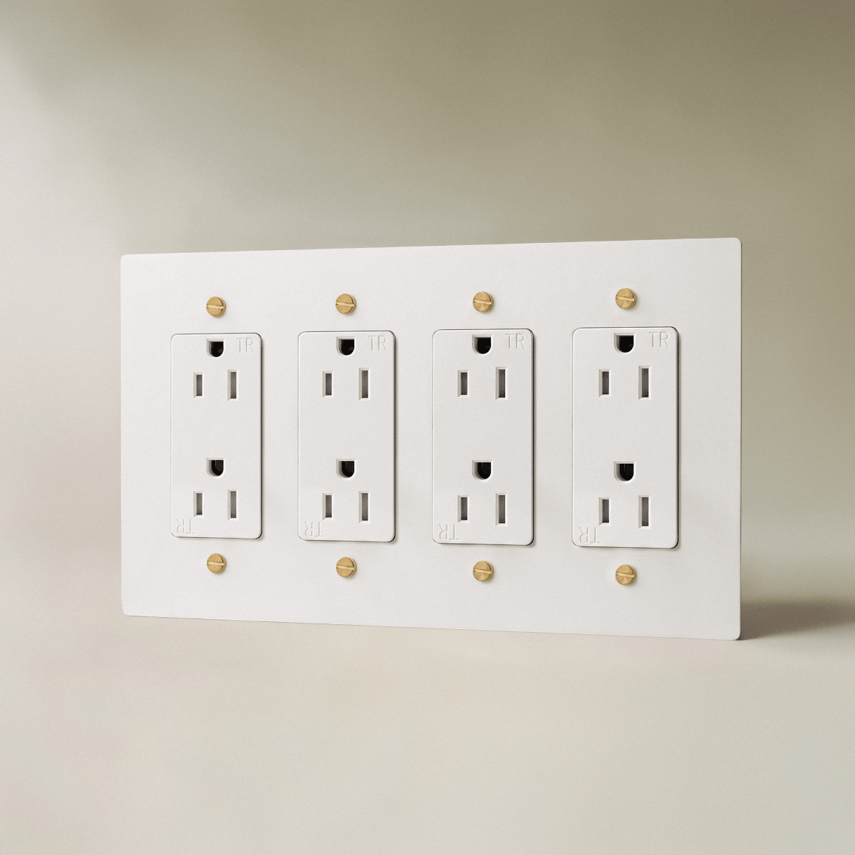 The Brass Outlet (1 to 4 Gang) — White with Brass, 4 Gang, Standard | CARRA HOME