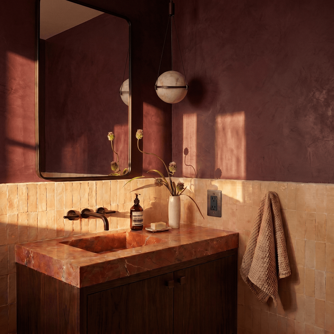 The Brass Plate 6-Piece Sample Kit — wall plate interior inspiration in a bathroom | CARRA HOME