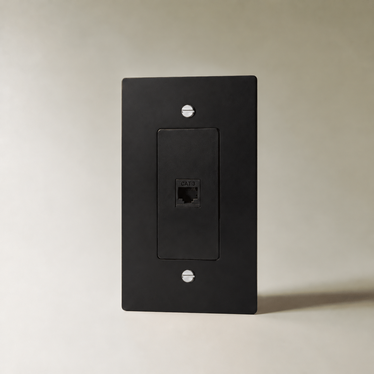 The Brass Telephone Socket (RJ11) (1-Gang) — Night Black with Stainless Steel, 1 Gang | CARRA HOME