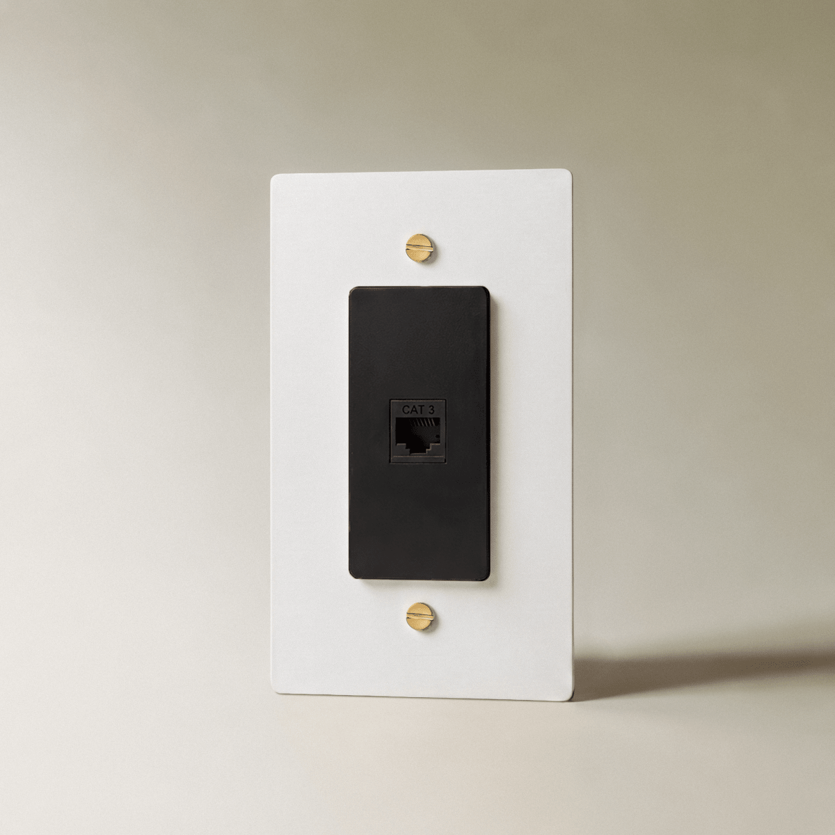 The Brass Telephone Socket (RJ11) (1-Gang) — White with Brass, 1 Gang, Telephone | CARRA HOME
