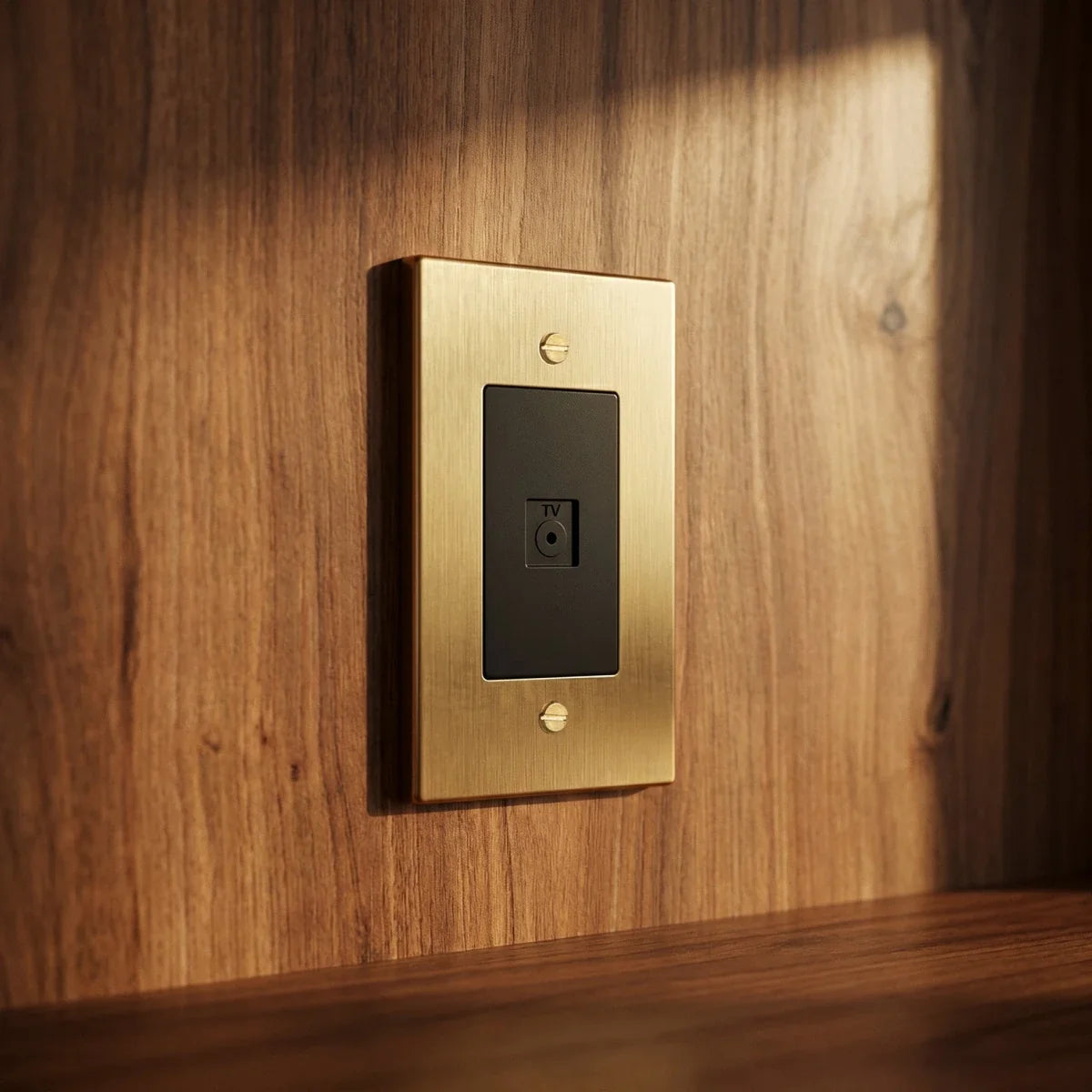 The Brass TV Socket (1-Gang) — socket installation close-up | CARRA HOME