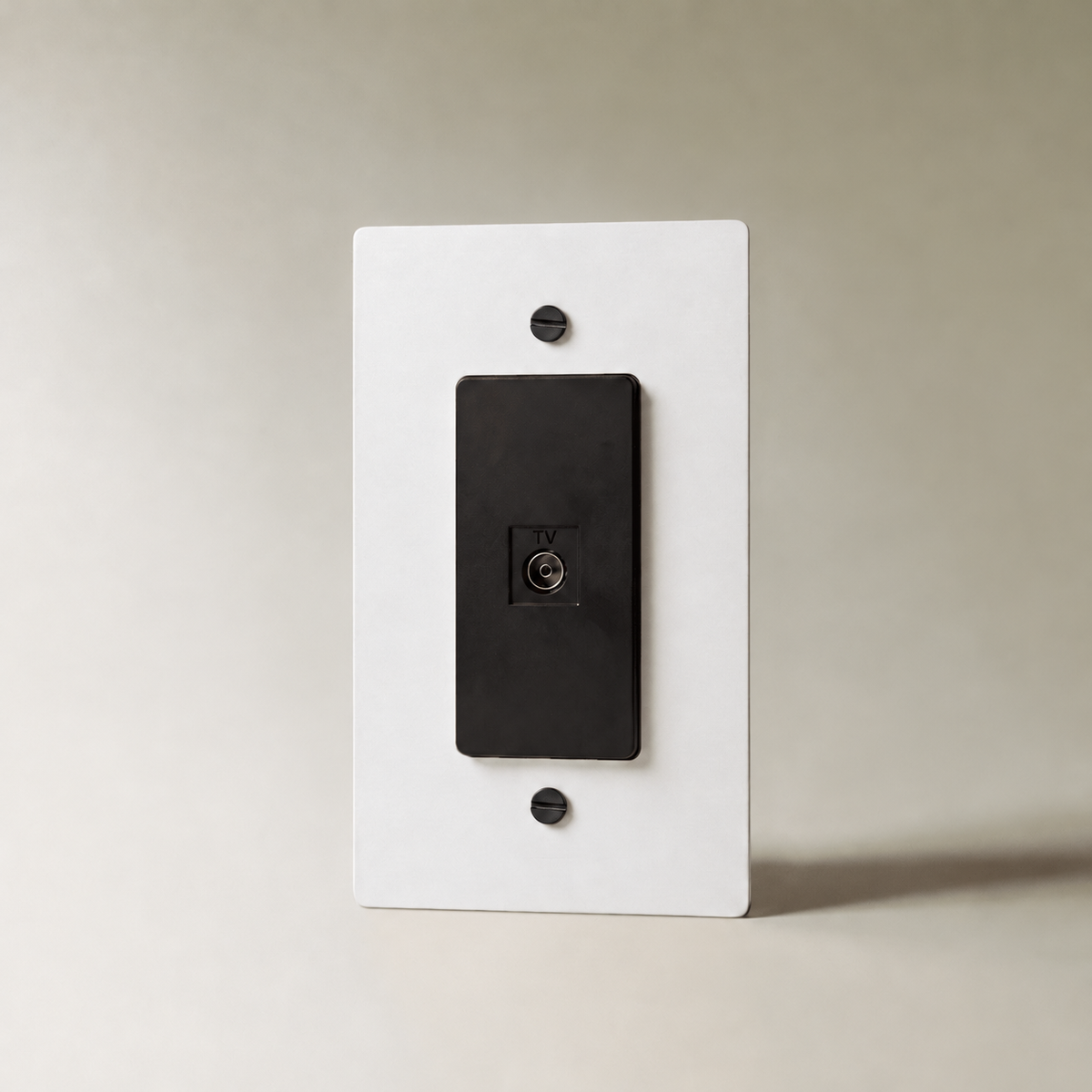 The Brass TV Socket (1-Gang) — White with Black, 1 Gang | CARRA HOME