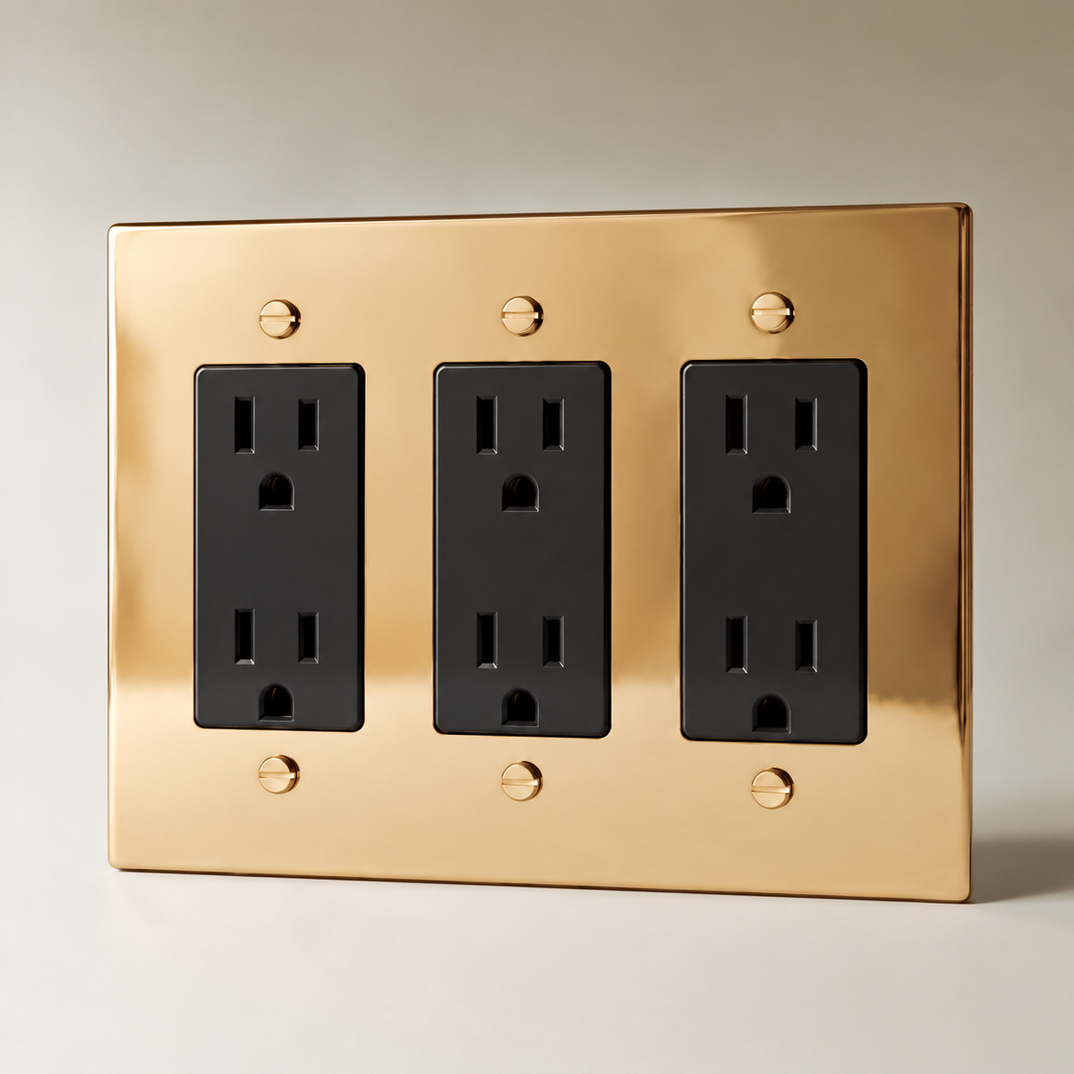 The Polished Brass Outlet — black Standard outlets, 3 Gang | CARRA HOME