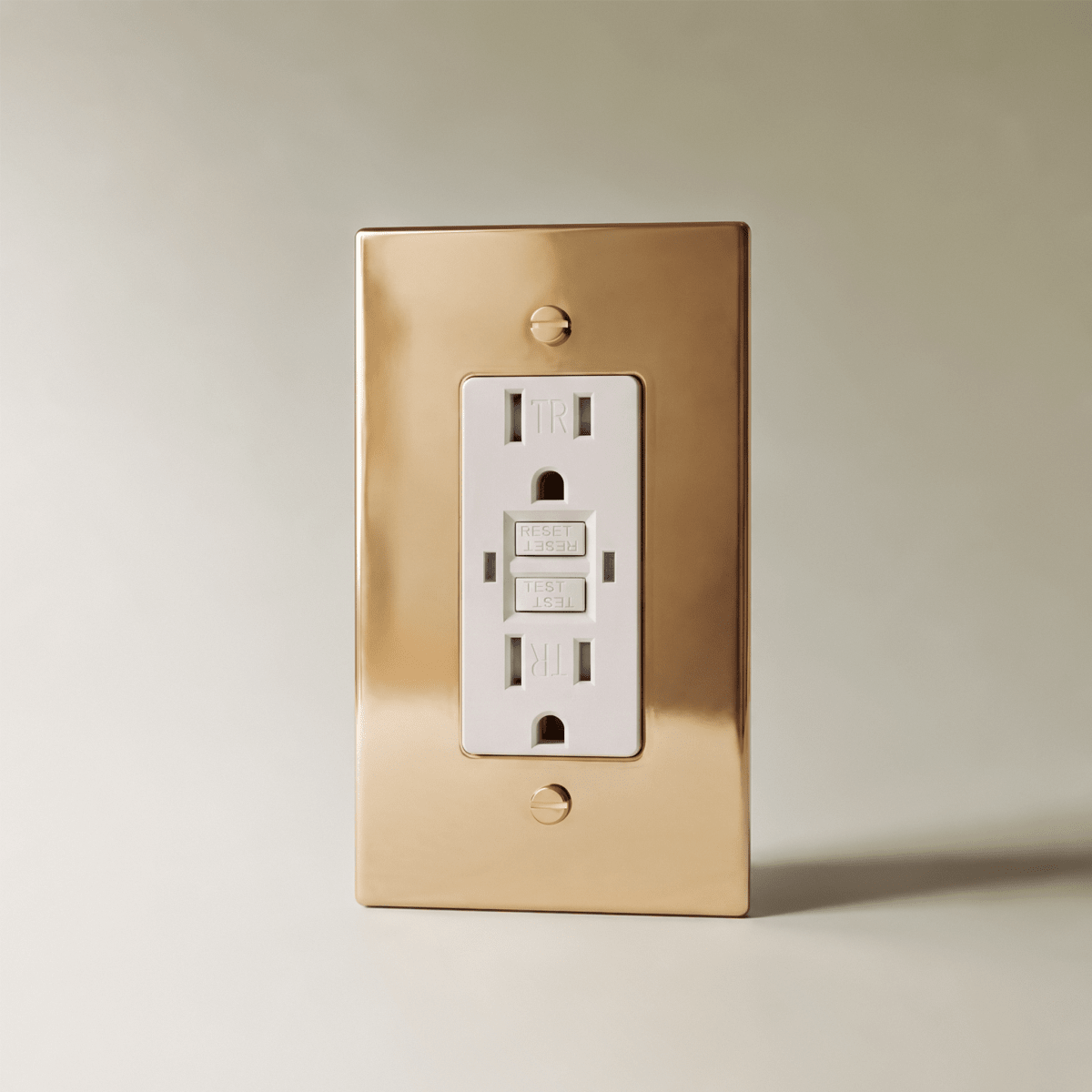 The Polished Brass Outlet — White, 1 Gang, GFCI | CARRA HOME