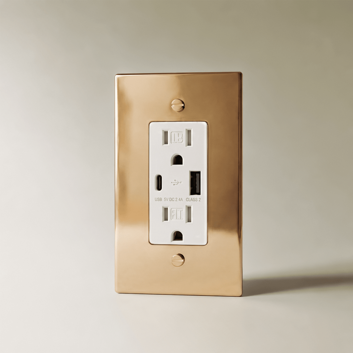 The Polished Brass Outlet — White, 1 Gang, USB-C | CARRA HOME