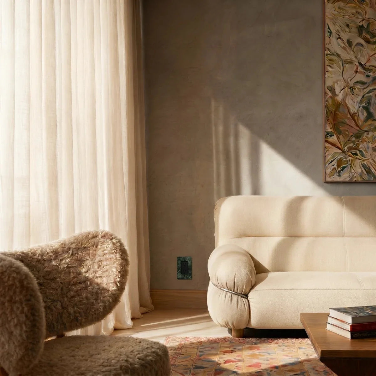 The Stone Outlet — marble wall outlet in a living room | CARRA HOME