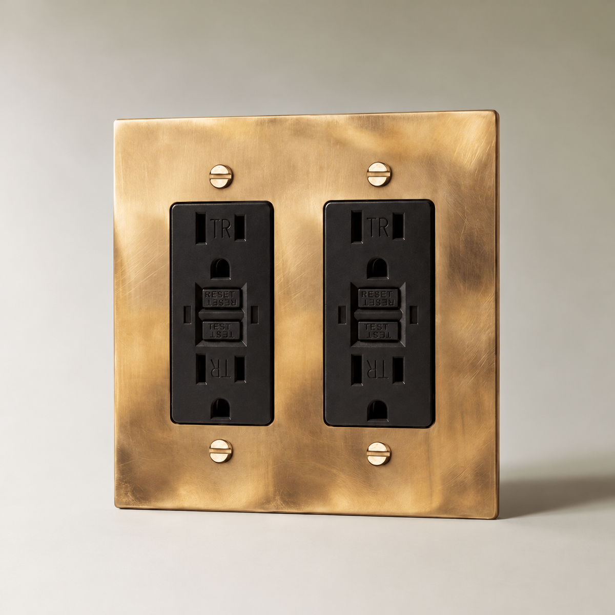 The Unlacquered Brass Outlet — black GFCI outlets, 2 Gang | CARRA HOME