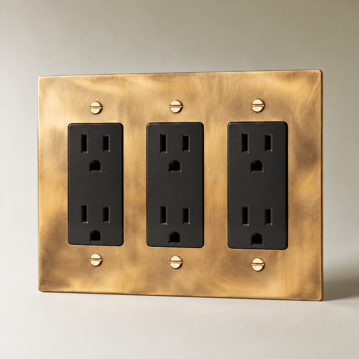 The Unlacquered Brass Outlet — black Standard outlets, 3 Gang | CARRA HOME