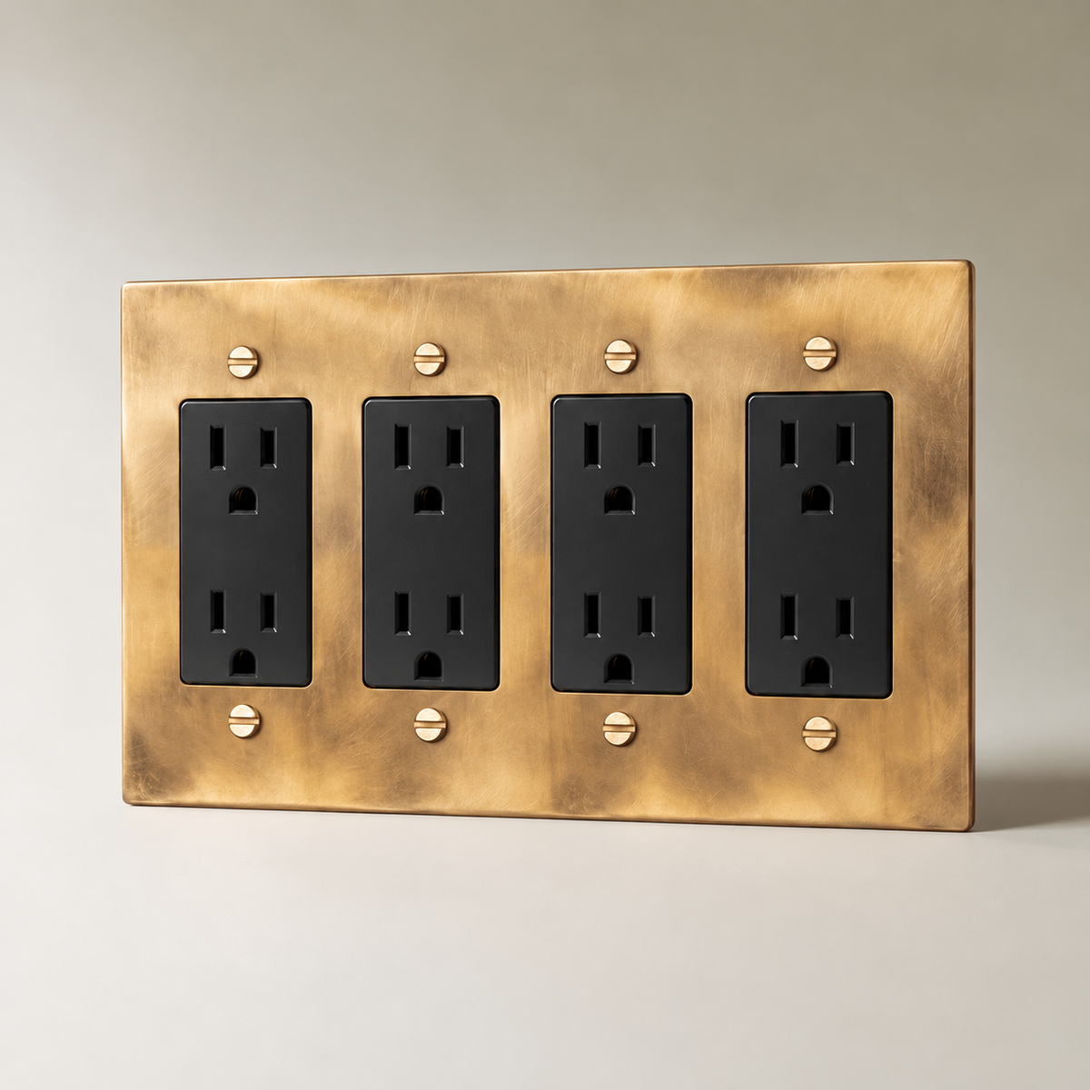 The Unlacquered Brass Outlet — black Standard outlets, 4 Gang | CARRA HOME