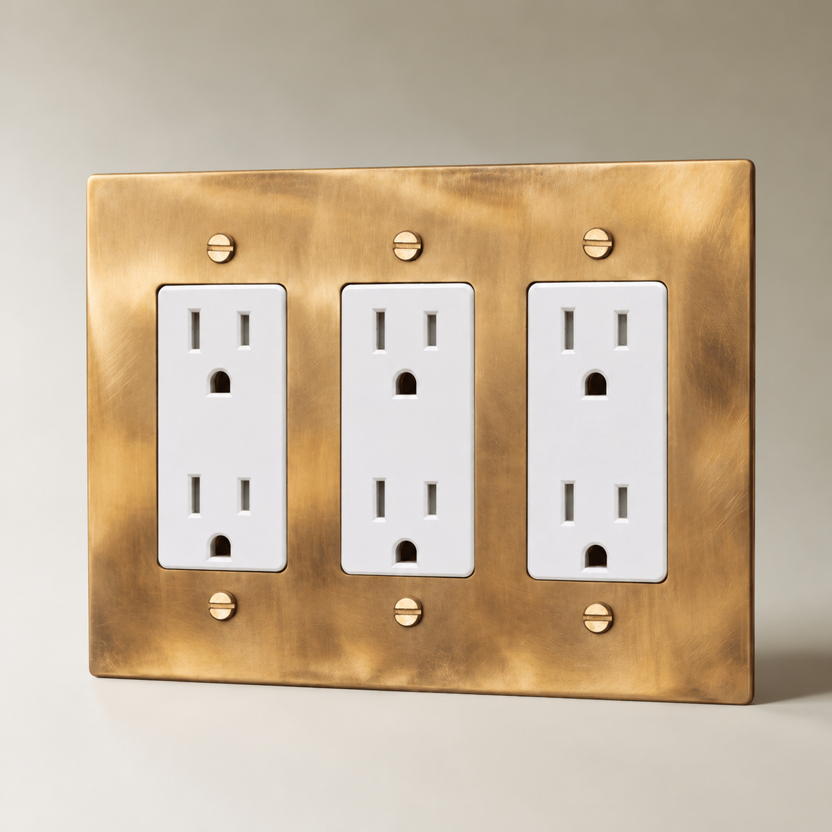 The Unlacquered Brass Outlet — white Standard outlets, 3 Gang | CARRA HOME