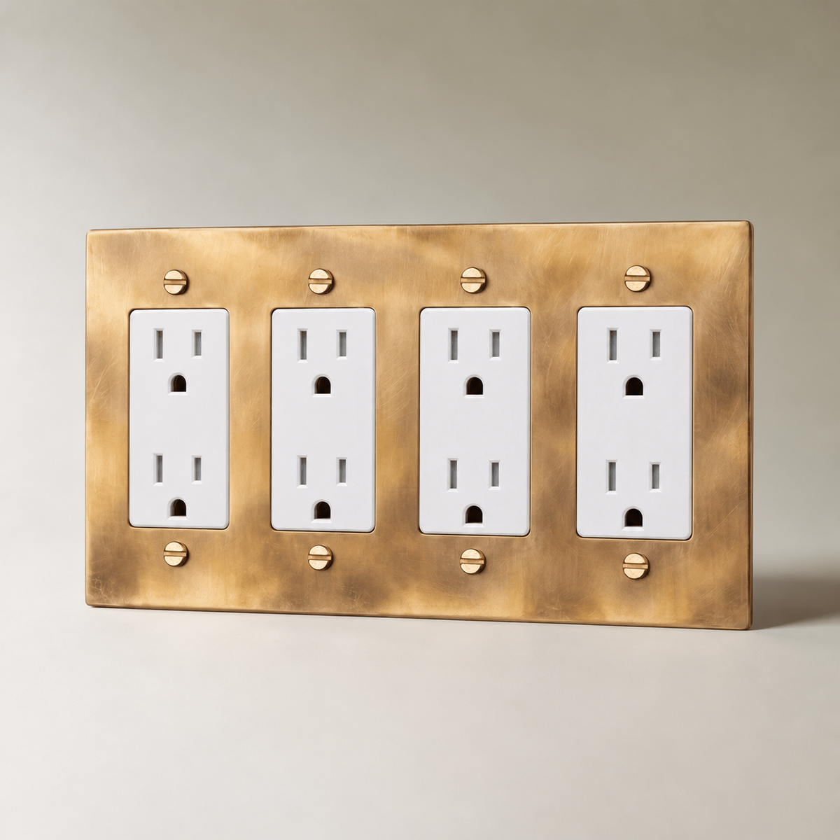 The Unlacquered Brass Outlet — white Standard outlets, 4 Gang | CARRA HOME