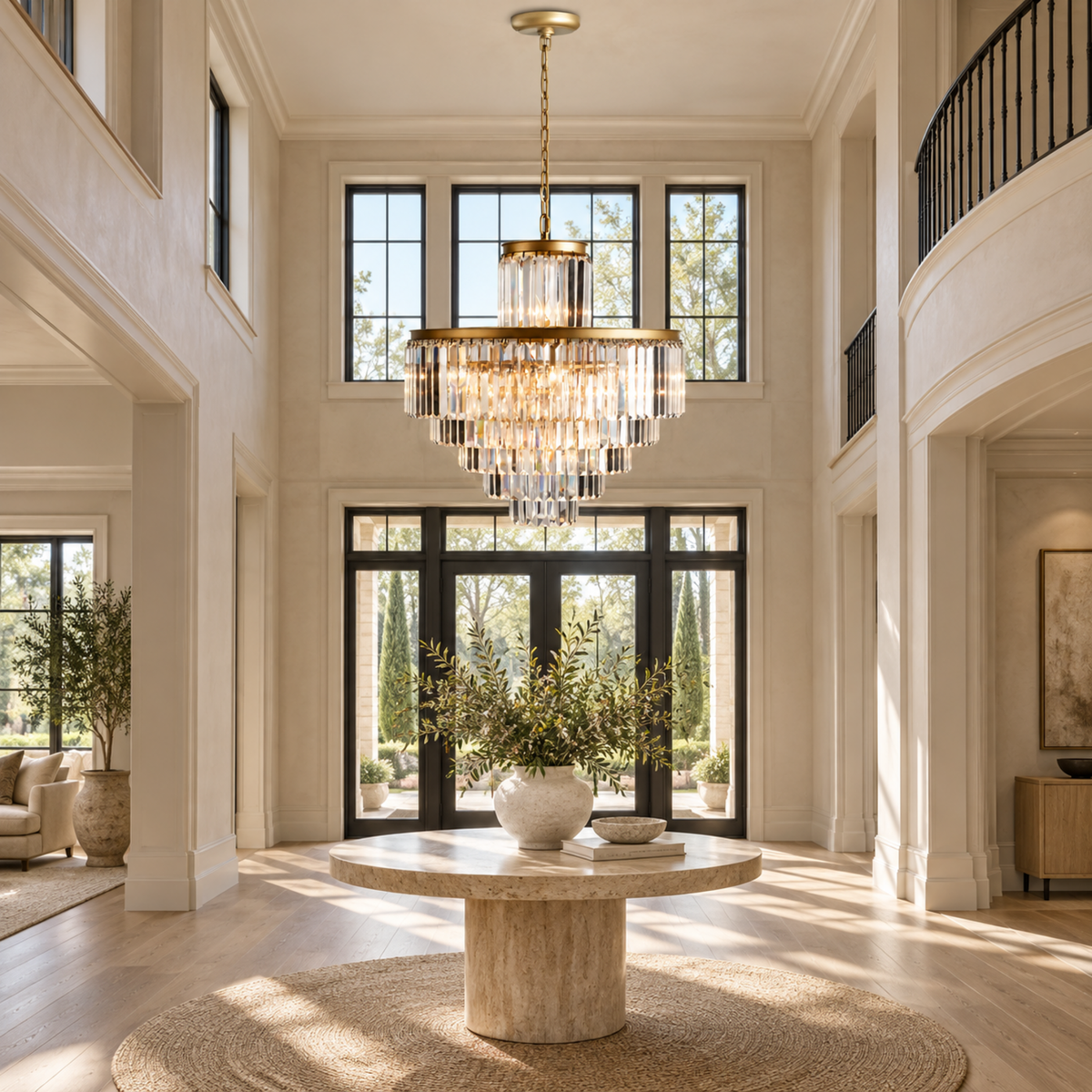 tiered k9 crystal chandelier size 3 gold foyer 01