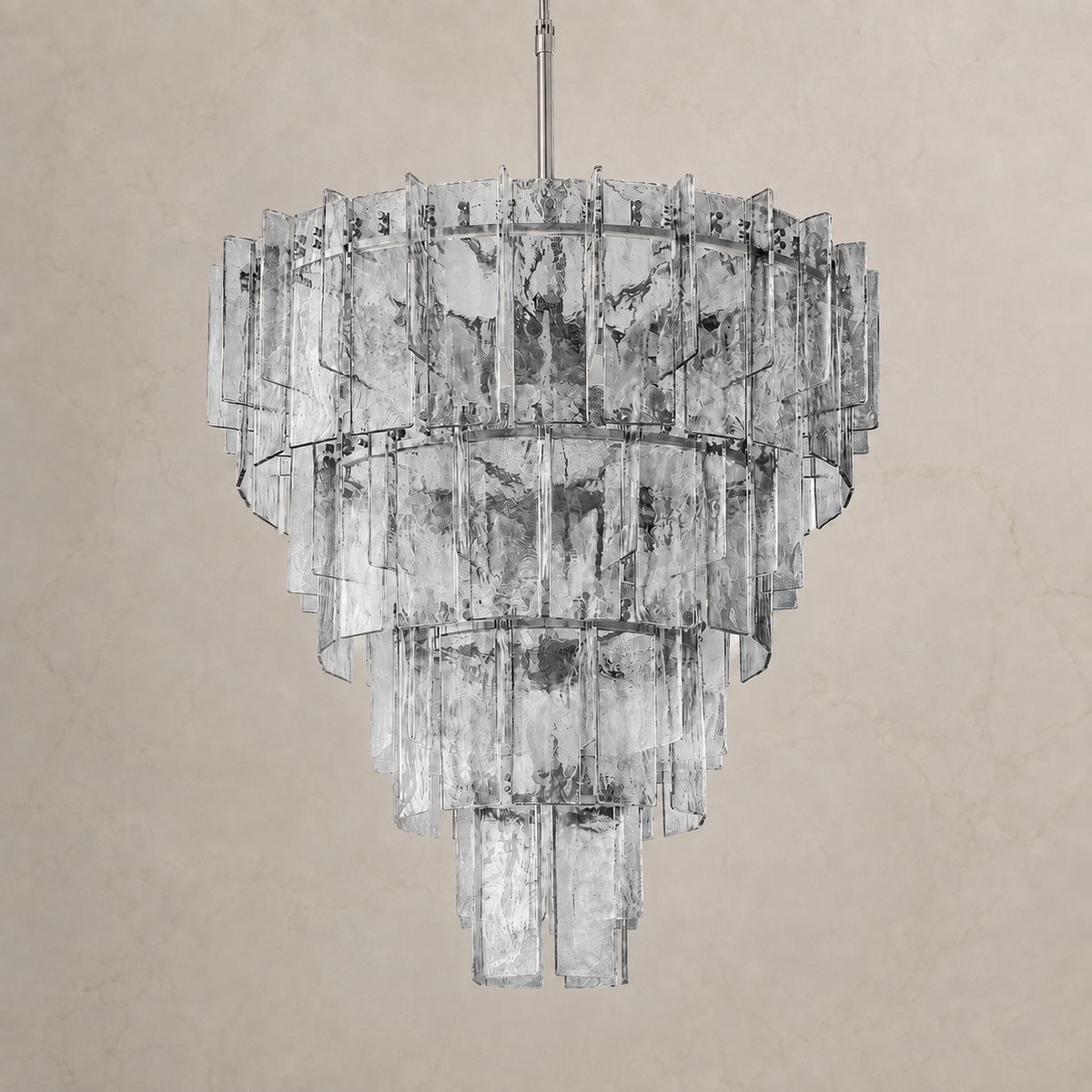 Trama Glass Tiered Round Chandelier chrome 100cm light off