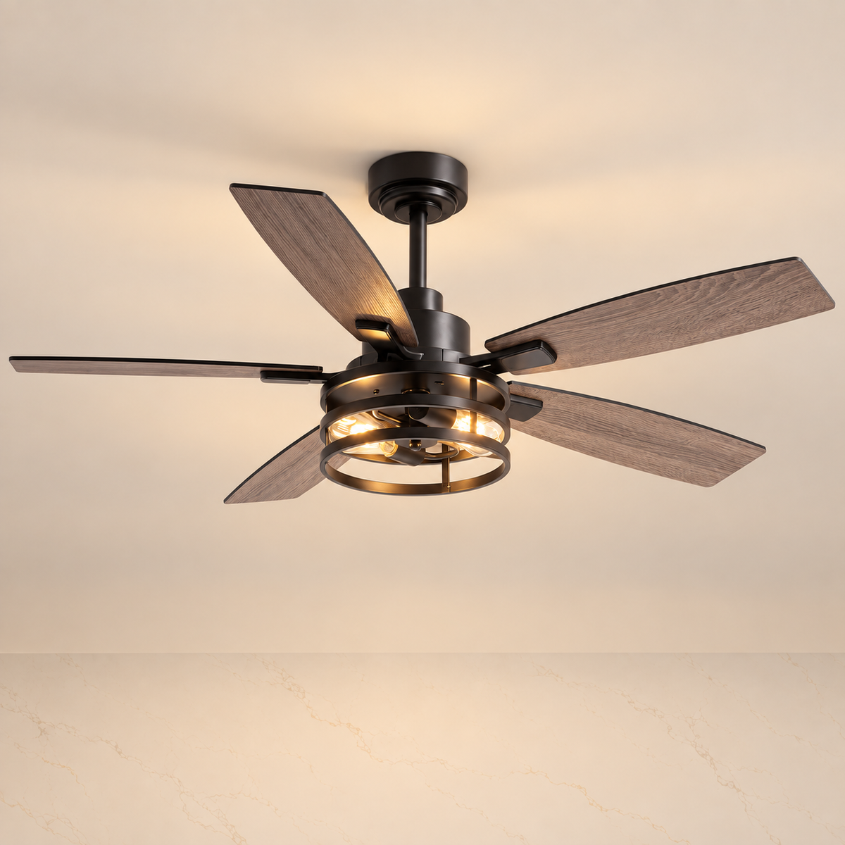 Vintara Farmhouse Cage Ceiling Fan with Light