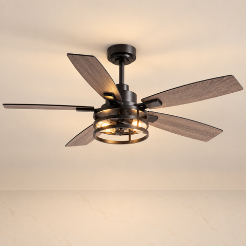 Vintara Farmhouse Cage Ceiling Fan with Light