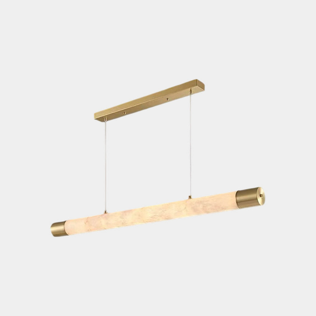 Virel Alabaster Linear Chandelier — Gold 100 cm alabaster tube chandelier on a white background | CARRA HOME