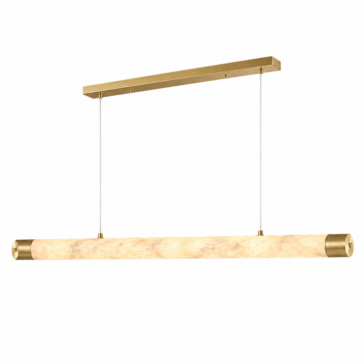 Virel Alabaster Linear Chandelier — Gold 180 cm alabaster tube chandelier on a white background | CARRA HOME