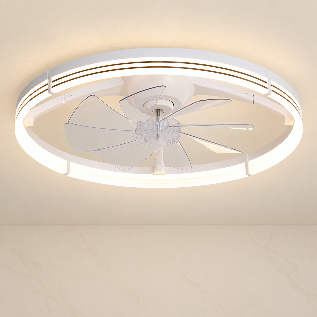 23.6-inch White Foldable Ceiling Fan with LED Light