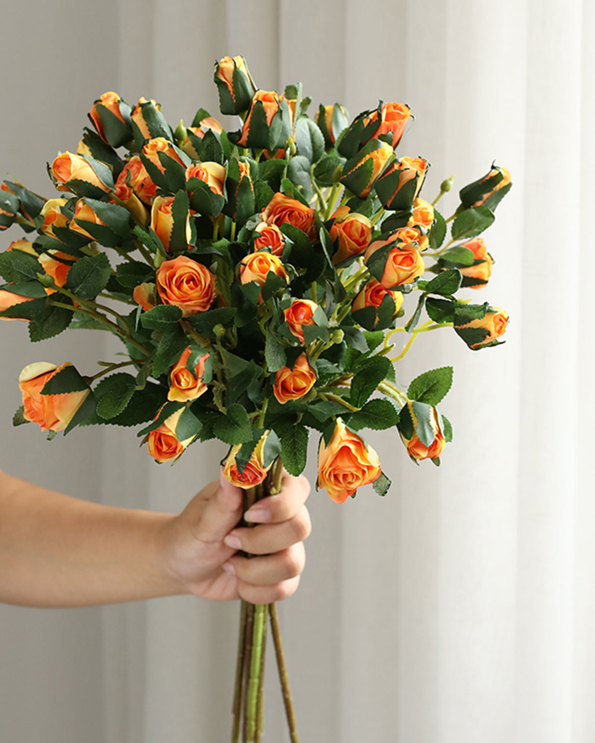 Silk Wild Rose Stem Orange 
