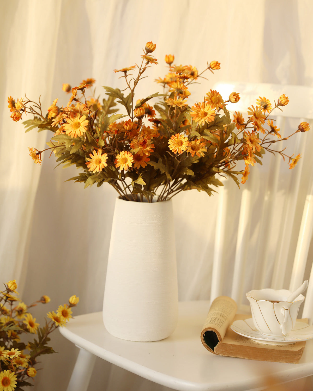 Faux Wildflowers Daisy Bush Golden Yellow 